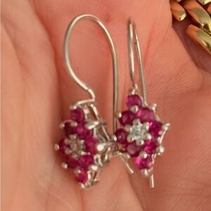 Ruby dangle stirling silver Earrings